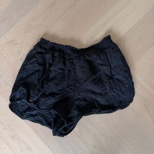 Aerie Black Crinkled Shorts